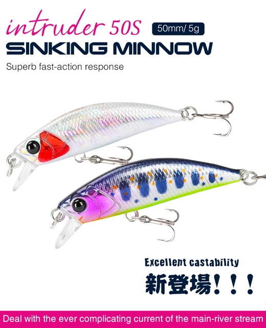 NEW TSURINOYA DW63 50mm/5g Sinking Minnow Hard bait Fishing Lures Mini  Minnow Crankbait Treble hook Artificial bait wobbles 1pcs - Price history &  Review, AliExpress Seller - HISTOLURE Store