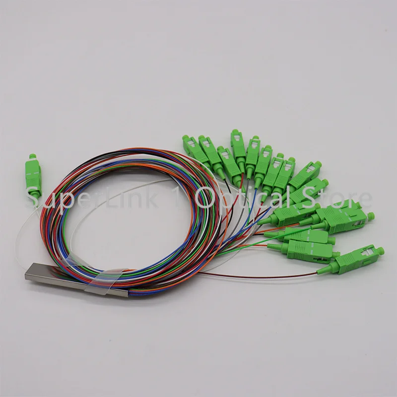 Free shipping 5 PCS/Lot 1X16 PLC Fiber Optic Splitter Color SC/APC SM 0.9mm G657A1 PVC 1m FTTH Fiber Optic Splitter Unequal