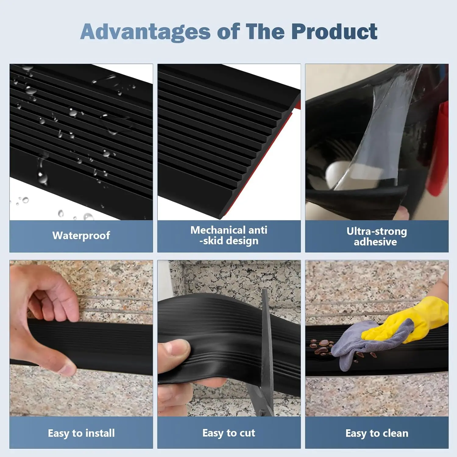 100cm L-shape Self-adhesive Stair Edge Protector Step Anti-skid Tape PVC Wrapped Corner Pressure Edge Strip for Indoor&Outdoor Vinyl Stair Nosing