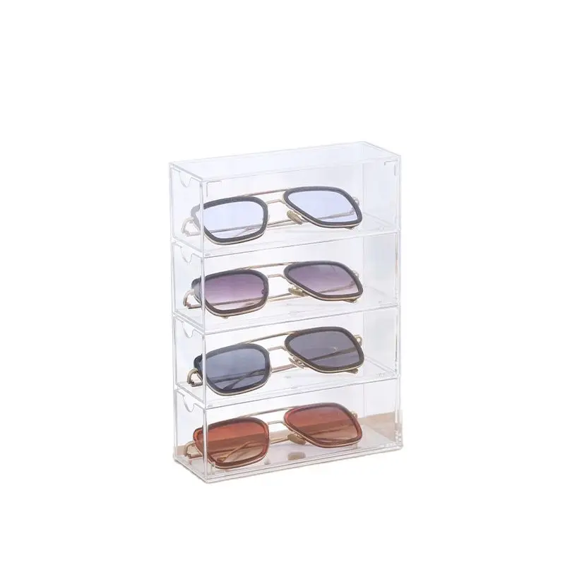 Transparent Plastic Storage Box with Grid for Cosmetic and Stationery