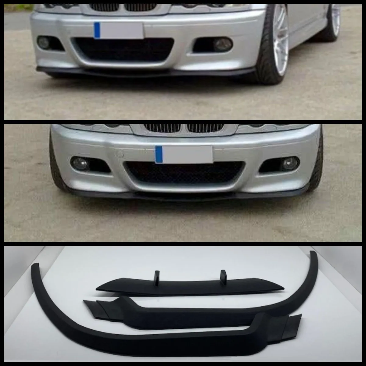 Per Bmw Serie 3 E46 M M3 Cupra R Paraurti Anteriore Labbro Universale 3 Pezzi Diffusore Paraurti Nero Lip Spoiler Body Kit Tuning Protector