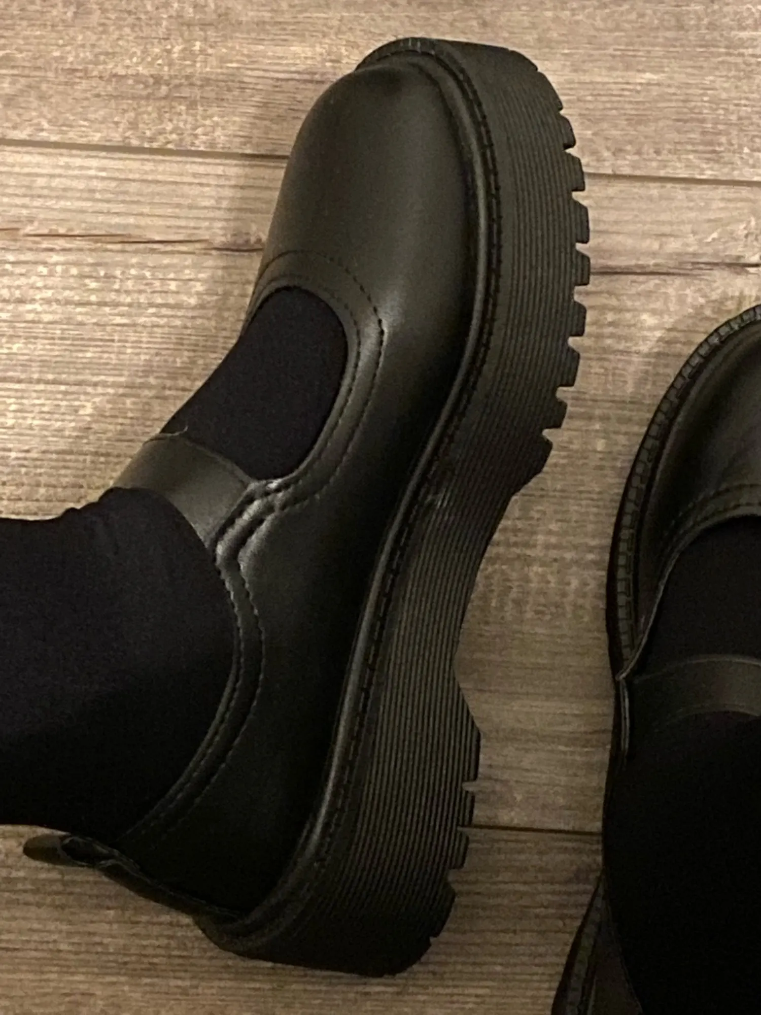 Academic Lolita Scarpe in pelle PU nera con punta arrotondata