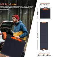Panneau solaire pliable OSCAL PM200 SE 200W/400W, 24,6% d'efficacité élevée, cellules solaires monocristallines, surface ETFE, étanche IP67, sortie MC4, support réglable pour camping en plein air et camping-car. 6