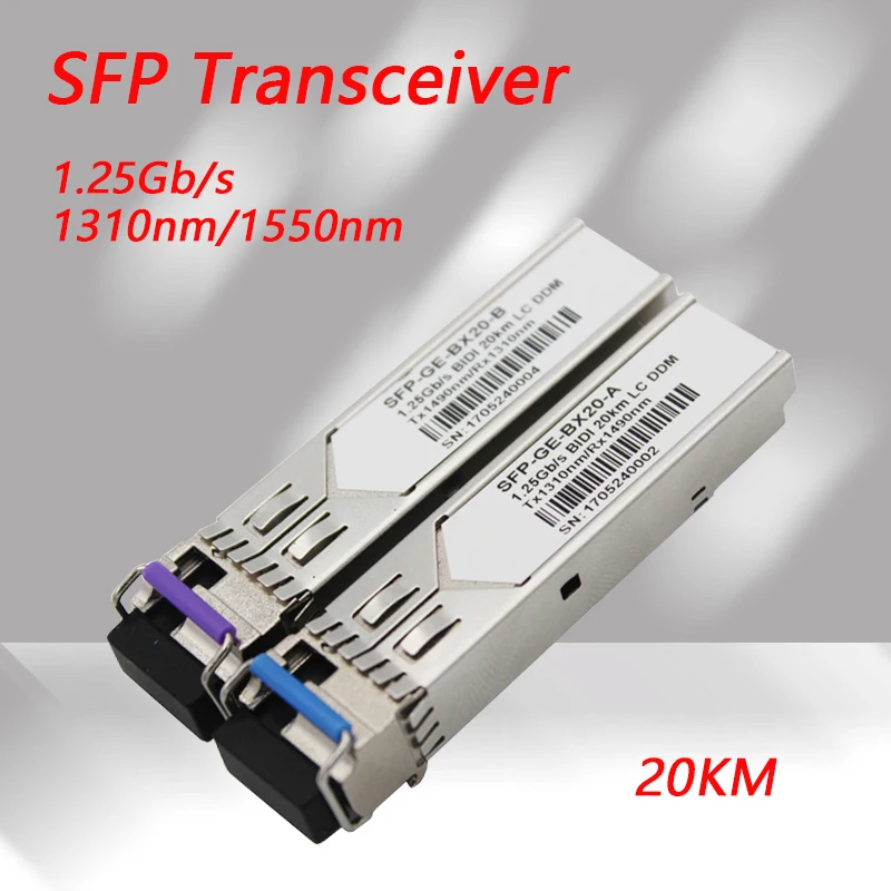 1.25Gb/s SFP Transceiver Module Single Fiber Singlemode 20km 1310nm