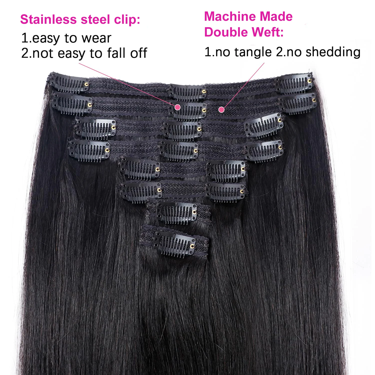 Clip in Haar verlängerungen gerade pro Set mit 18 Clips 8 stücke 120g Doppels chuss Jungfrau menschliches Remy Haar natürliche schwarze Farbe