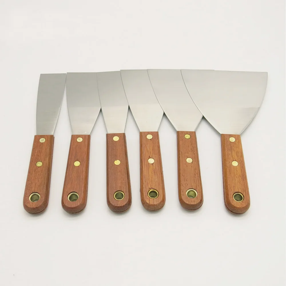 

Flexible Stainless Steel Putty Knife Blade Wood Handle Building Tools 1 1.5 2 2.5 3 4 Inch
