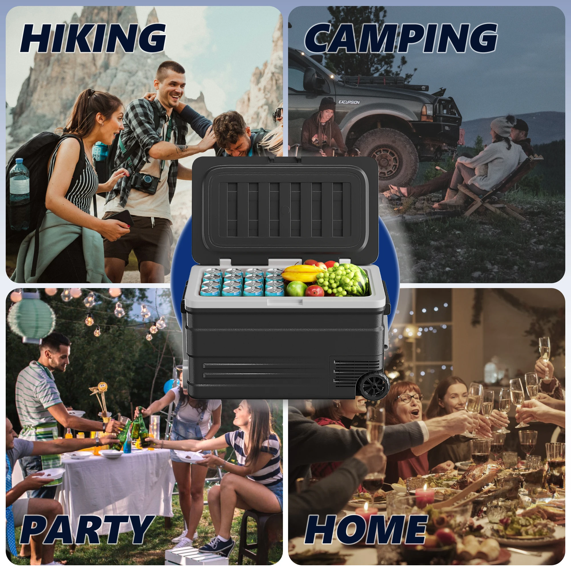 12 Volt Car Refrigerator, 79QT(74L) Portable Car Fridge with Wheels,0℉~68℉, 12/24V DC & 110-240V AC,Black