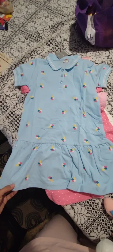 Little maven Kids Casual Clothes Summer Girls Short Sleeve Polo Dress Ruffled Hem Ice Cream Print Princess Dress Cotton photo review