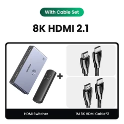 UGREEN HDMI 2.1 8K/4K Switcher with Remote Control (Switch with 2 cables)