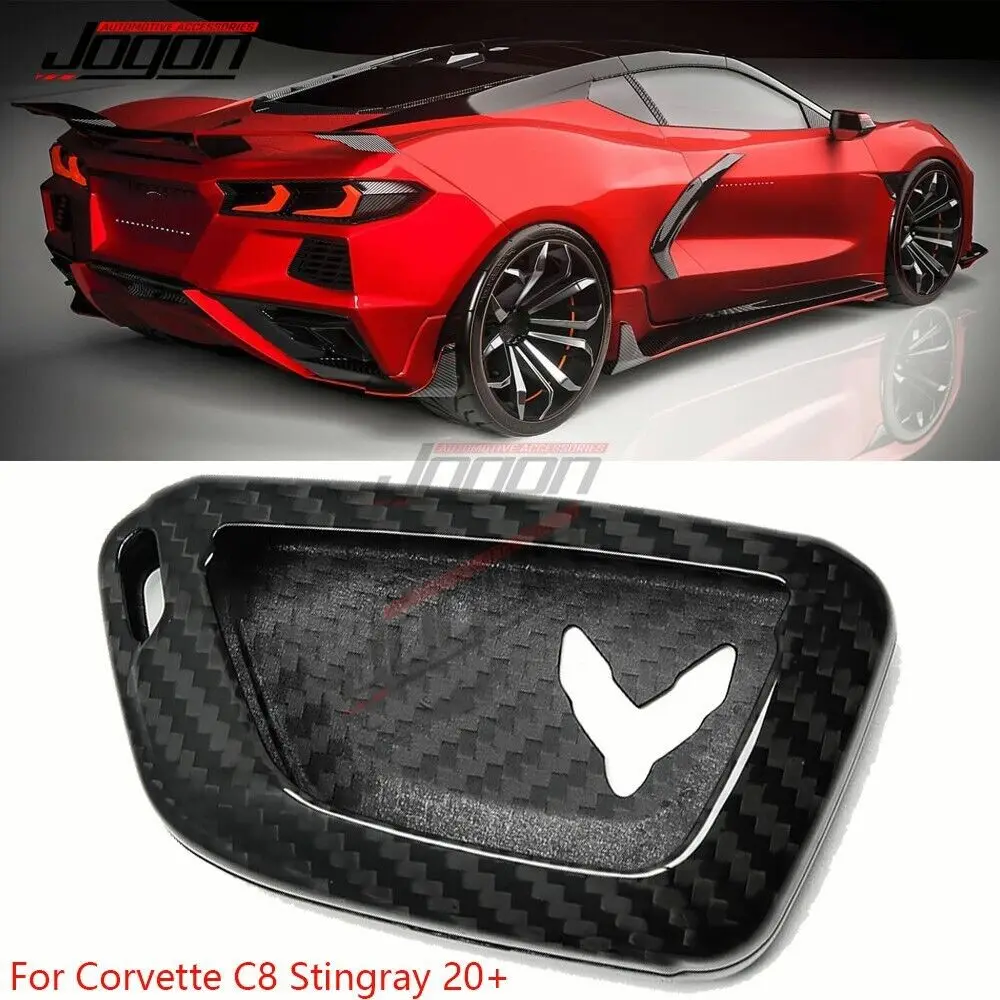 

Real Carbon Fiber Key Case Fob Cover For Corvette C8 Stingray Z06 Z51 Coupe 2020 2021 2022 2023 Remote Car Key Shell