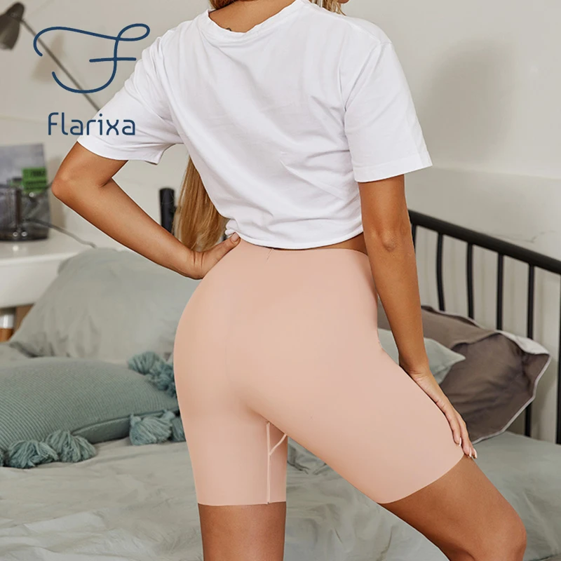 Flarixa Summer Seamless Safety Shorts Under Skirt Pants Comfort High Waist Boyshorts Ice Silk Boxers for Women's Cycling Shorts safety shorts workout shorts high waist shorts biker shorts