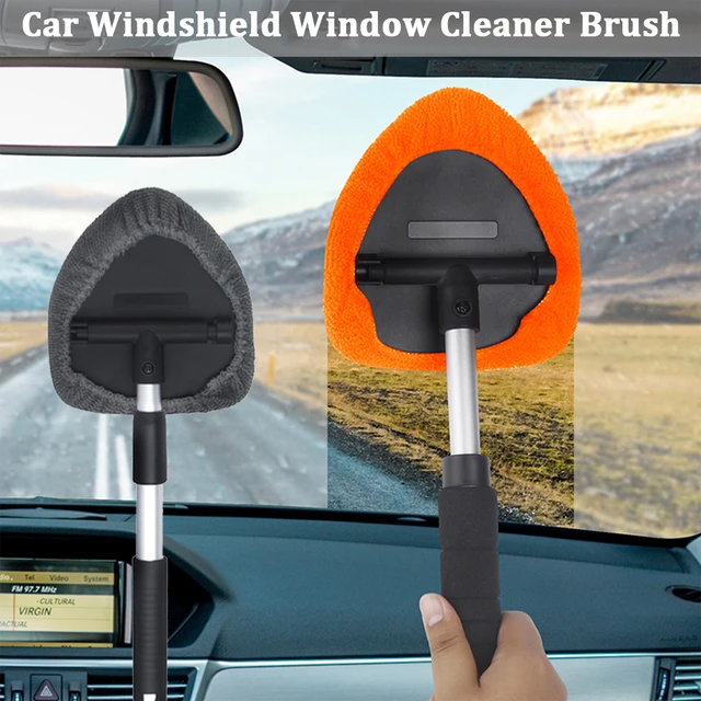 Kit de brosse de nettoyage de vitres de voiture, outil de lavage de livres  de pare-brise, essuie-glace automatique intérieur avec manche long,  accessoires de voiture - AliExpress