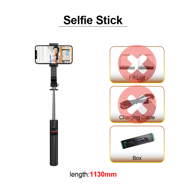 New Extended Bluetooth Wireless Selfie Stick Live Broacast Stand Holder Tripod Foldable With Fill Light For Smartphones