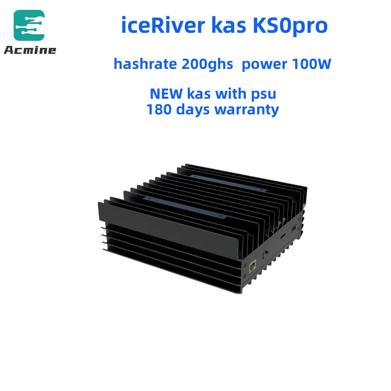 

Новинка IceRiver KS0 Pro KAS Miner 200G100W Kaspa с блоком питания и шнуром, в наличии
