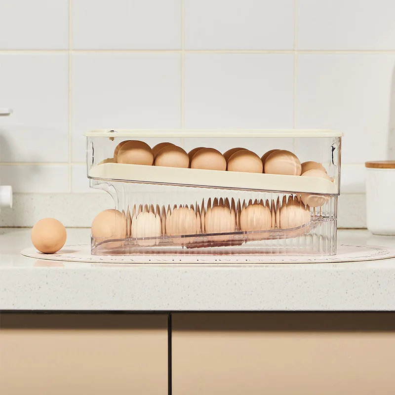 Refrigerator Egg Storage Box Automatic Scrolling Egg Rack Kitchen Egg Organizer Dedicated Egg Carton Rolli Egg Dispenser 4