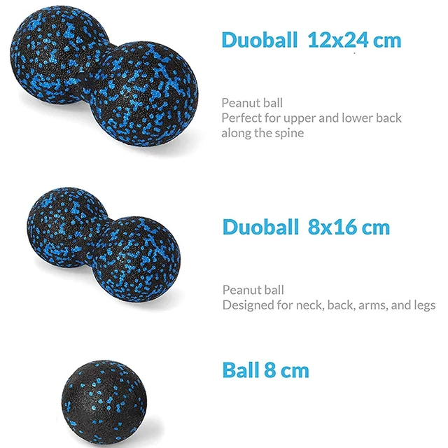 Fitness Massage Ball Set Peanut + Single Mobility Ball for Myofascial Physical Therapy Deep Tissue Massage 2