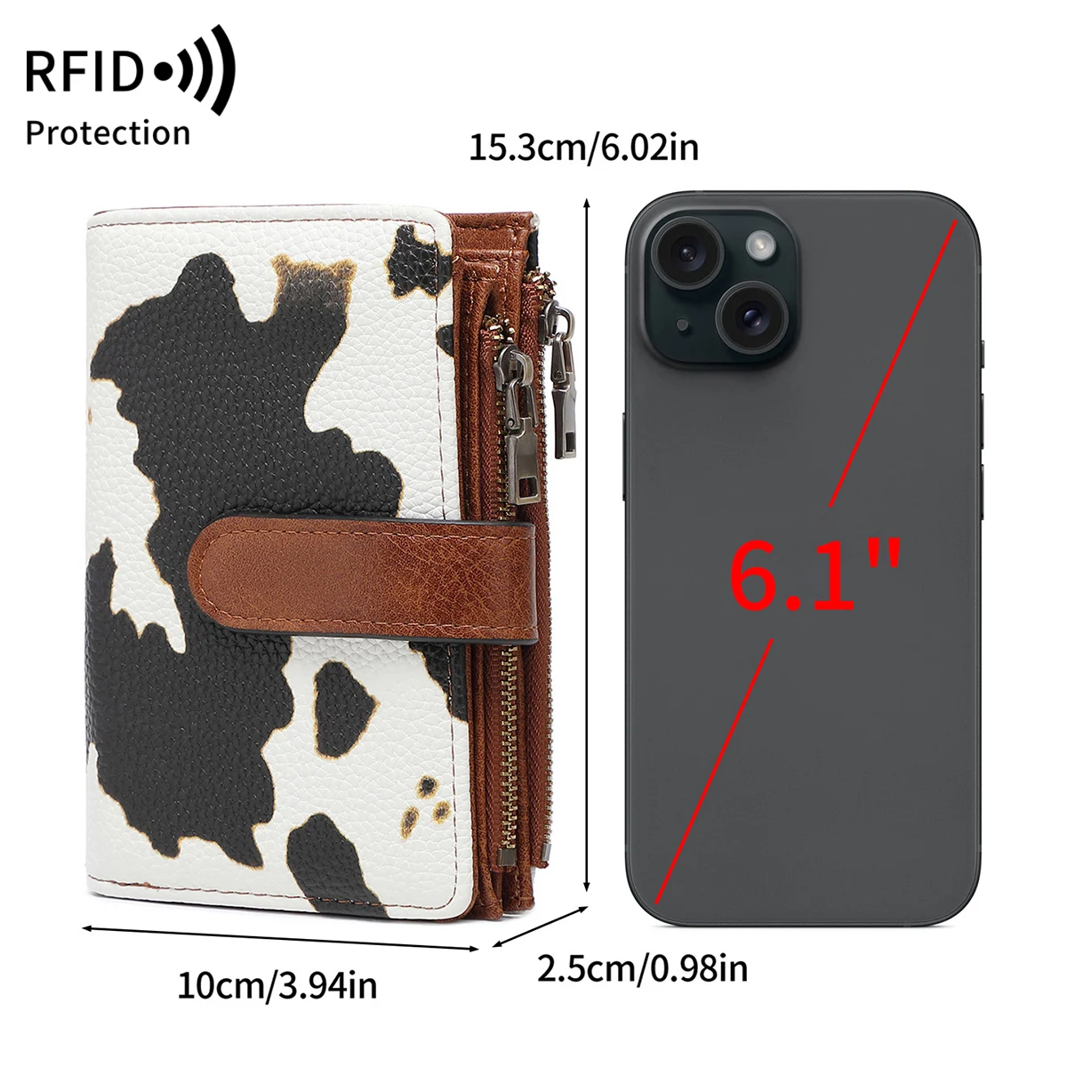Vintage RFID Shielded Women's Trifold Wallet | Multi-functional Large Capacity Credit Card Holder with Zip Pockets & Snap Closure