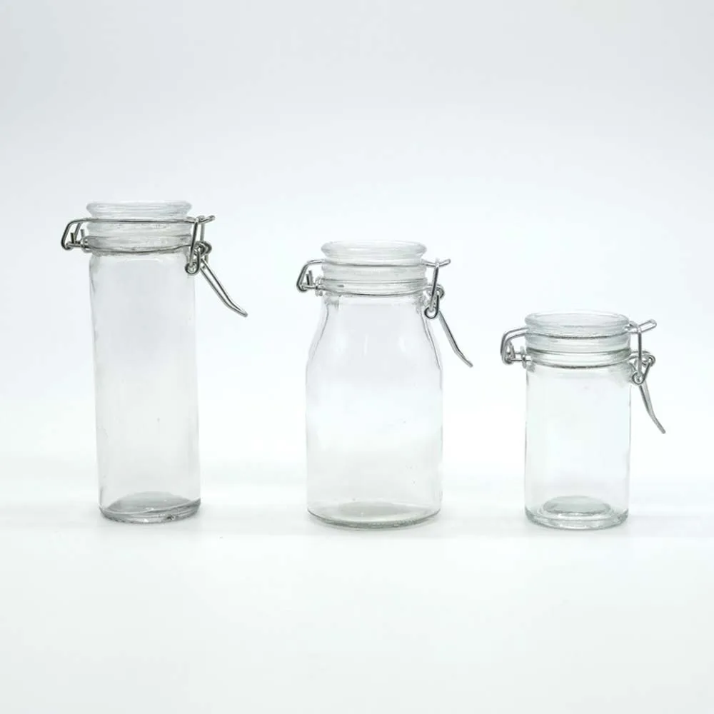 2oz, 3oz, 6oz, 8oz Clear Containers With White Screw on Lids. 