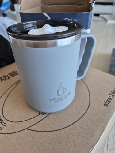 500ml/17oz 304 Stainless Steel Water Bottle Double Layers Coffee Mug Milk Cup With Plastic Lid And Handle photo review