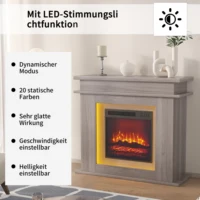 Anajqaqia – armoire de cheminée électrique, chauffage 750/1500W, lumière LED à couleur changeante, effet de flamme 3D réaliste pour le salon 3