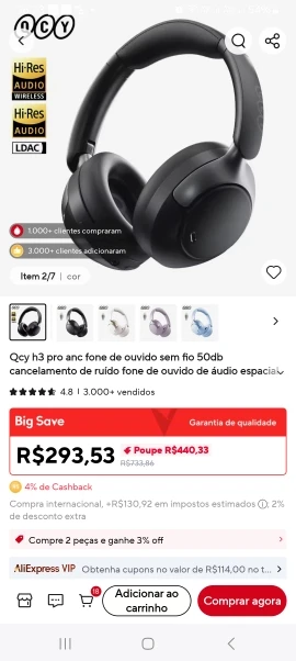 Fone de ouvido Qcy h3 pro anc photo review