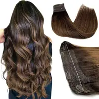 Extensions de cheveux en fil de cheveux humains réels Balayage brun foncé à brun châtain Invisible Transparent Remy ligne de poisson Extensions de cheveux 1