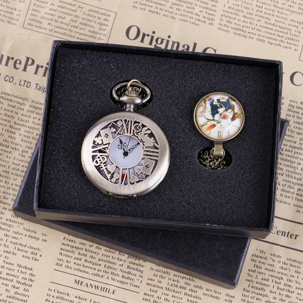 Alice In Wonderland Quartz Analog Pocket Watch Rabbit Flower Watches Best  Gifts