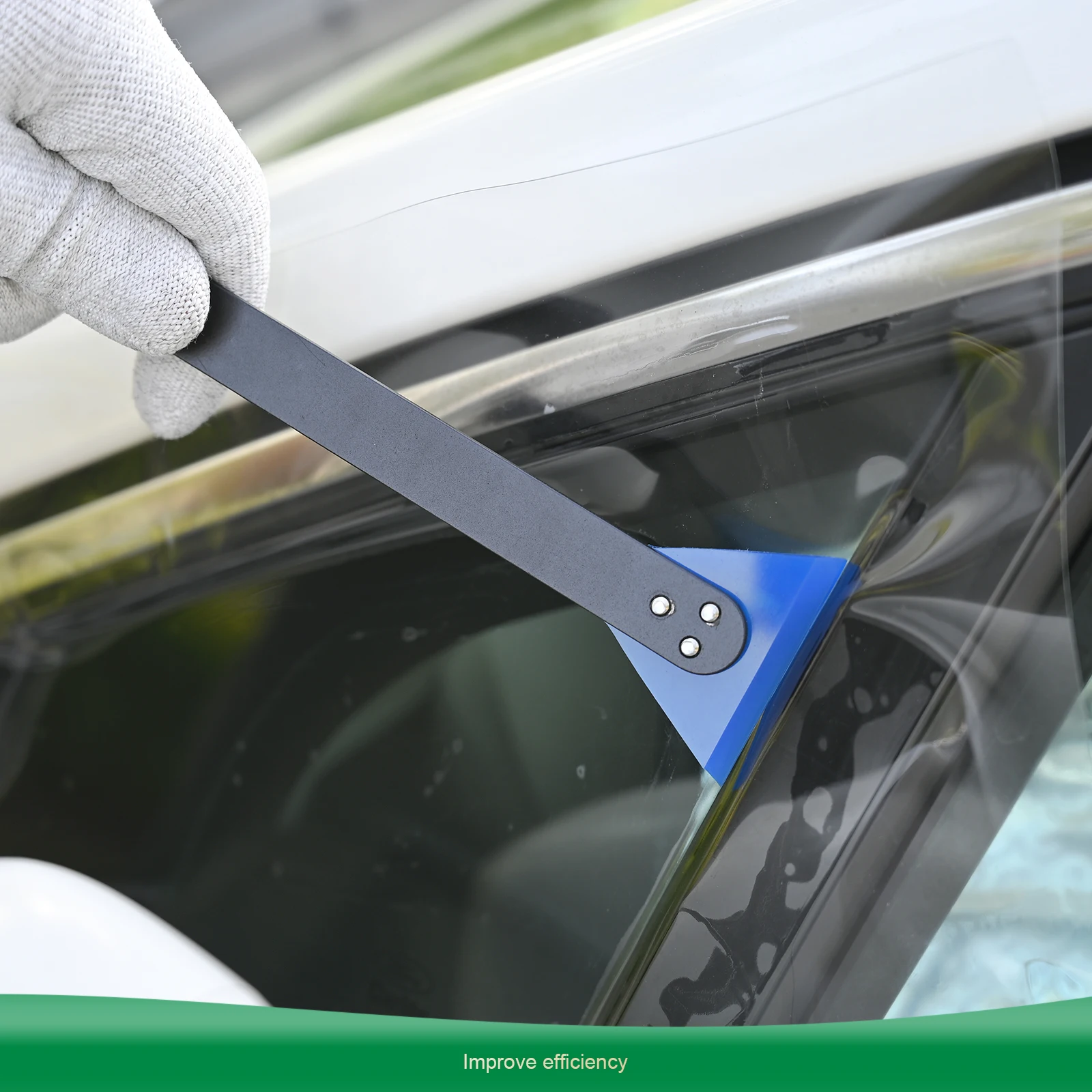 EHDIS Double-Head Soft Rubber Metal Long Handle Water Remover Squeegee Glass Window Cleaning Tool Car Wrap Tint Film Scraper