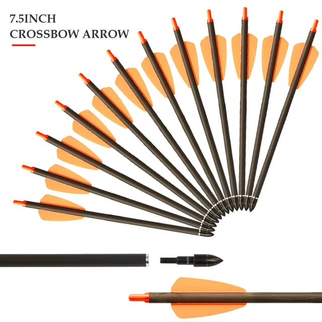 ZSHJGJR Crossbow Bolts 15 Inch Archery Carbon Crossbow Arrows with 100  Grain Removable Tips and Moon Nocks Hunting Archery Arrows 6/12pcs