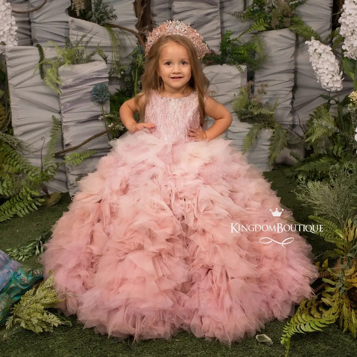 Bridal Pink Flower Girl / Baby Round Full Circle Rhinestone Mini