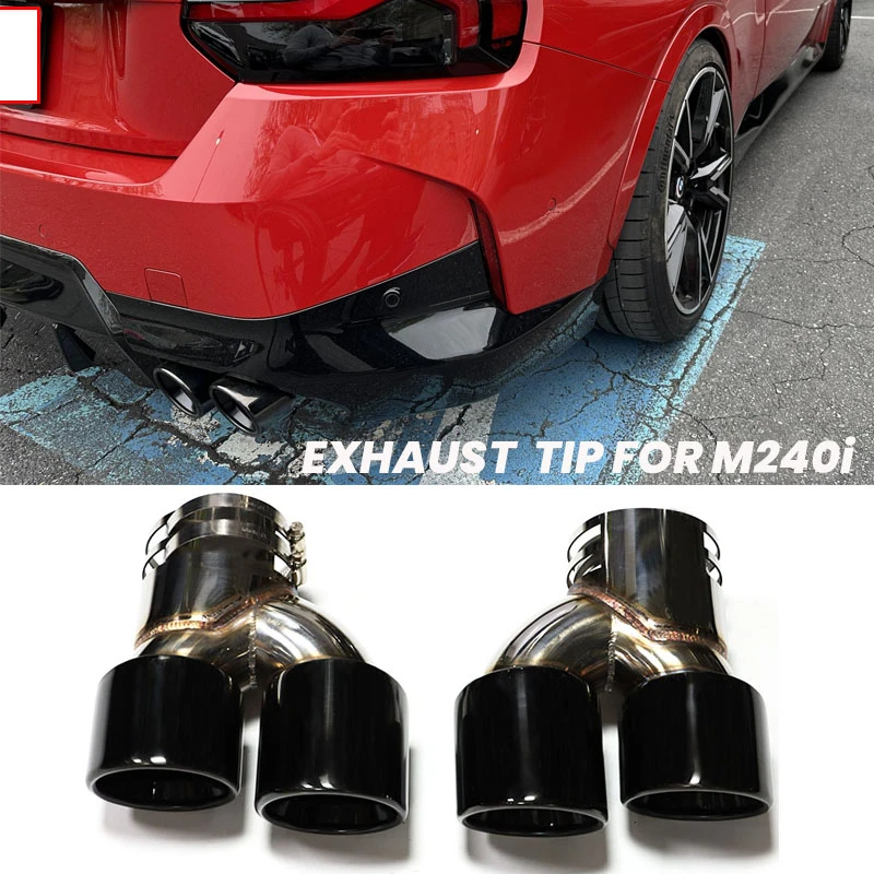 1 Pair Carbon Fiber Exhaust Tip For BMW G42 M240i 2021 2022 2023 Dual M ...