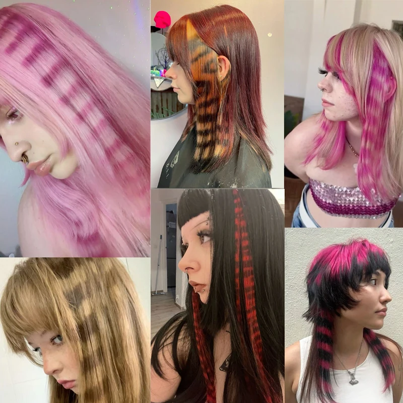 2PCS 18inch Hair Extensions Wig Hairpiece Colorful Leopard Print Hair Extensions Clip in for Women Halloween Party Daily Wear