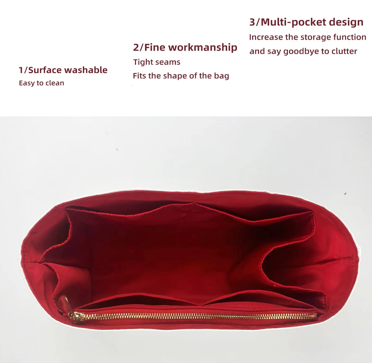 For Neverfull mm pm gm Purse Organizer Insert for handbag Dupont paper Ultra Light weight Bag Organizer Insert Waterproof 3