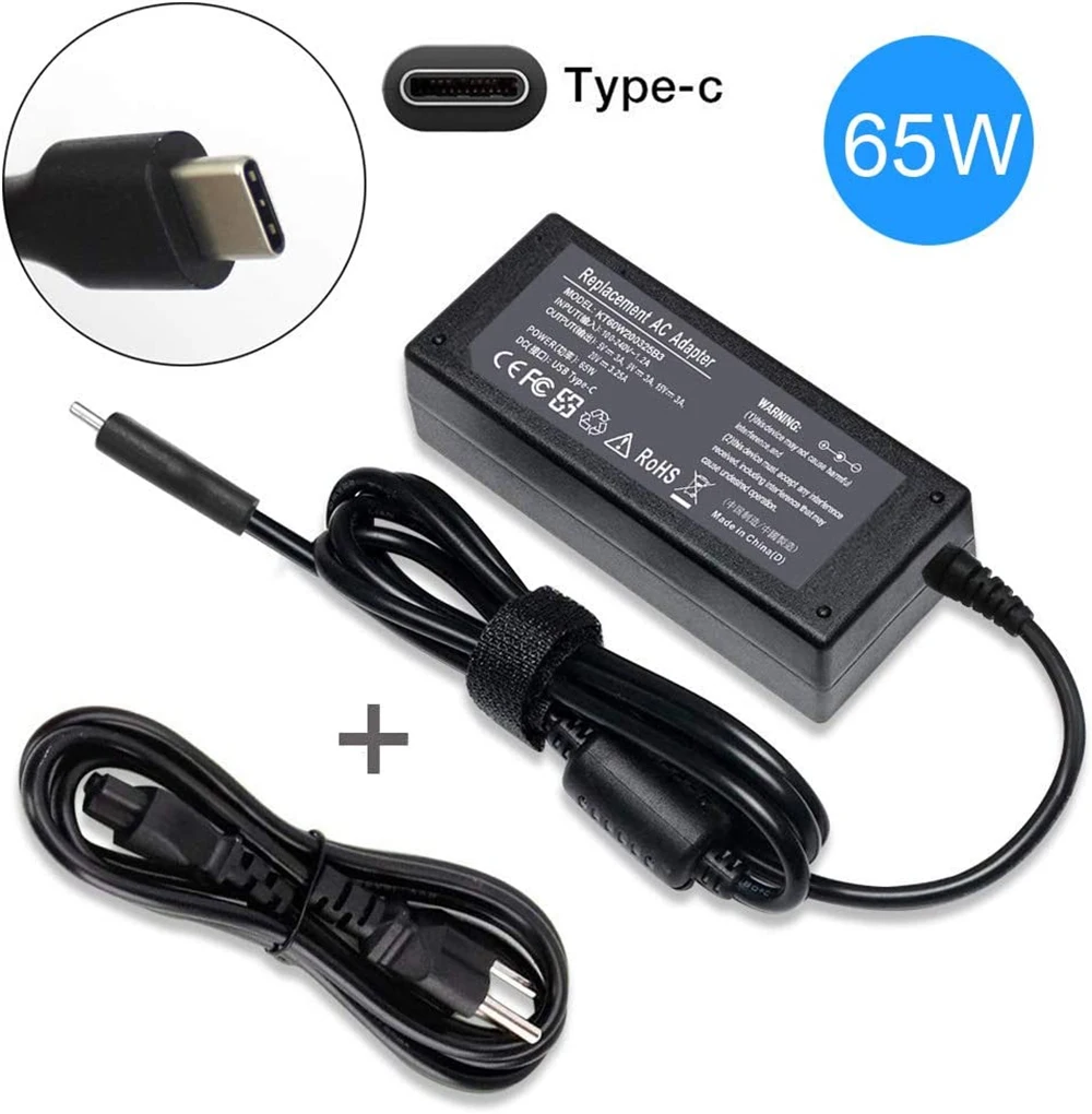 

USB C Laptop Charger 65W 45W Adapter for HP Chromebook 14 13 X360 G5 14-ca051wm 14-ca061dx 11 11A G6 G7 G8 EE Spectre EliteBook