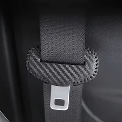 Premium PU Leather Seat Belt Protector - Anti - Scratch Padding Cover (Carbon black 1pc)