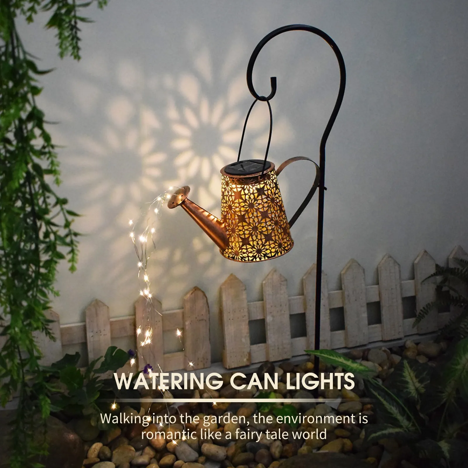 Watering Can Lights Metal Solar Stakes Led Hollow Landscape Waterproof