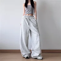 Harajuku Splice Drawstring Sports Casual Pants Women's Lace Patchwork Loose Wide Leg Long Trousers Fall Style Straight Match 6