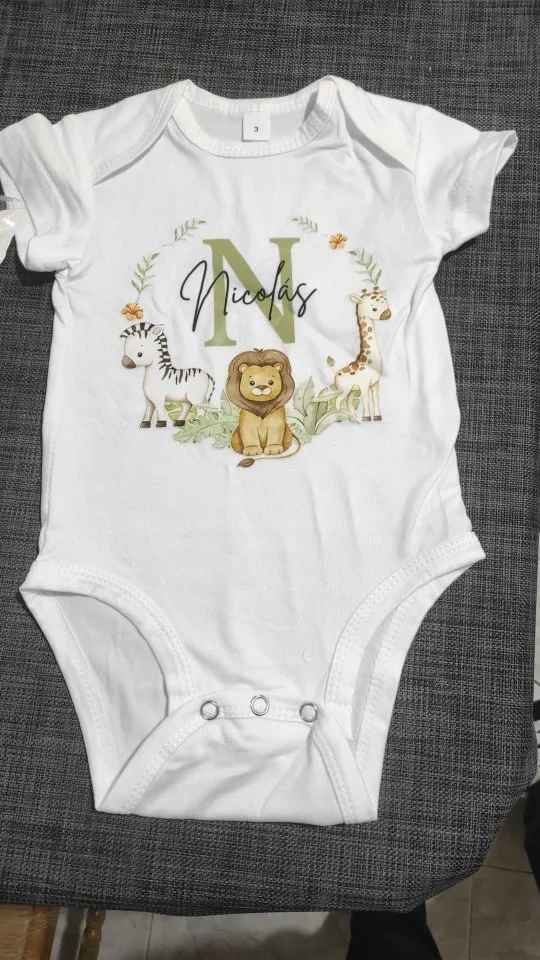 Mono personalizado para bebé con nombre personalizado, pelele salvaje para recién nacido, traje con estampado de animales de Safari, ropa para niñas pequeñas, regalo de ducha infantil photo review