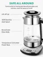 CACHOO Electric Kettle Temperature Control - 1.7L Glass Tea Kettle Electric with Infuser, 60Min Keep Warm & Automatic Shut Off 2