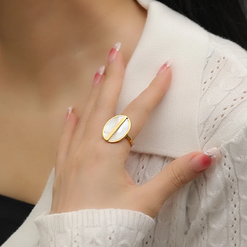 

Vintage Nature Shell Round Rings for Women Men Adjustable Size Punk Gothic Gold Color Stainless Steel Jewelry Christmas Gift