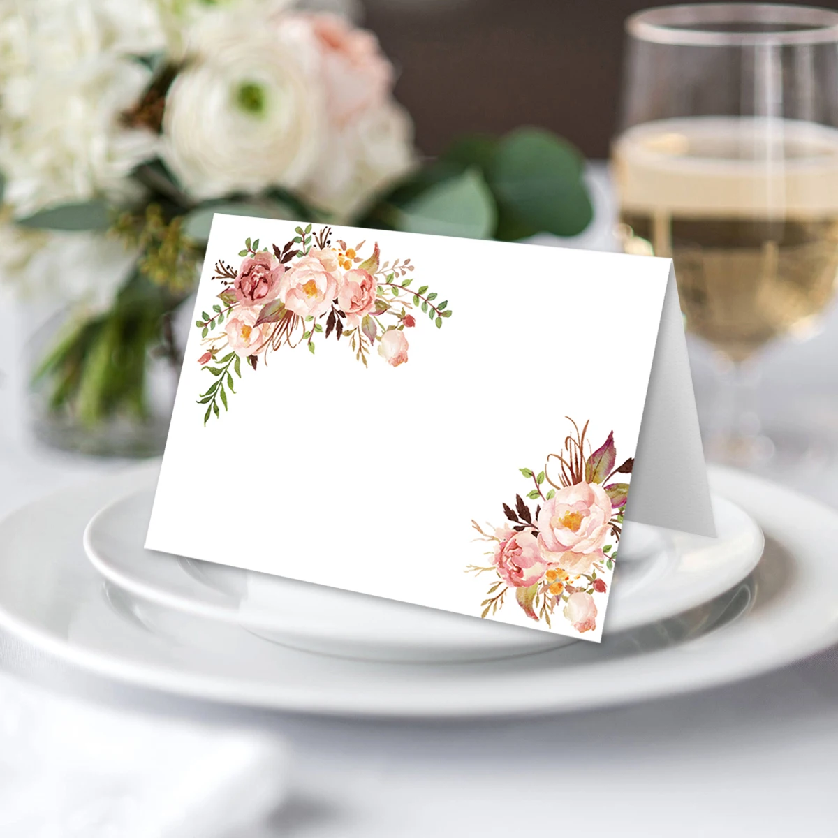 Floral Table Place Cards Easy Folding 10Sheets