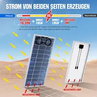 Panneau solaire bifacial ECO-WORTHY 195 W, module solaire monocristallin 18 V pour batterie 12 V, panneau solaire photovoltaïque 12 V, idéal pour camping-car, système de balcon, abris de jardin, bateaux 2