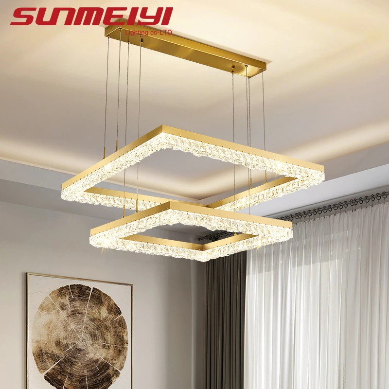 

Modern LED Crystal Chandeliers Nordic Hanging Ceiling Lights For Restauranr Living Dining Room Decora Dimmable Lighting Hanglamp