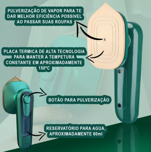 Mini Ferro De Passar Portátil Para Viagem Cabe Na Mala Roupa 3