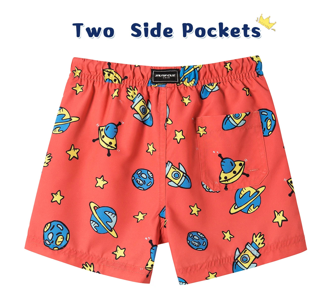 SURFCUZ Boys Swim Trunks Kids Swim Shorts Little Boys Swimsuit with Drawstring Quick Dry Surfing Beach Shorts Swimwear