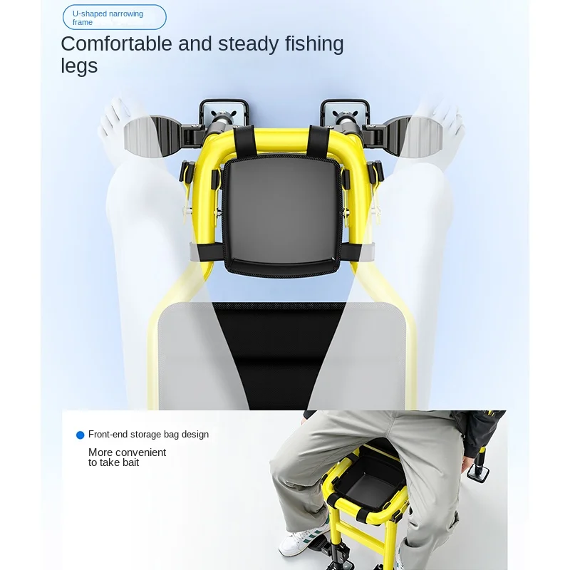 Chaise pêche tout-terrain confortable pliante - Siège multifonction avec pieds télescopiques réglables