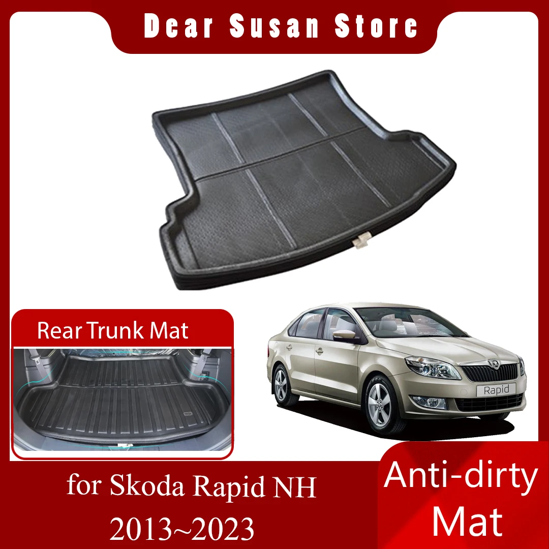 

Car Rear Trunk Mat for Skoda Rapid NH 2013~2023 2014 2015 Part Foot Liner Luggage Tray Rug Pad Boot Carg Cover Custom Accessorie