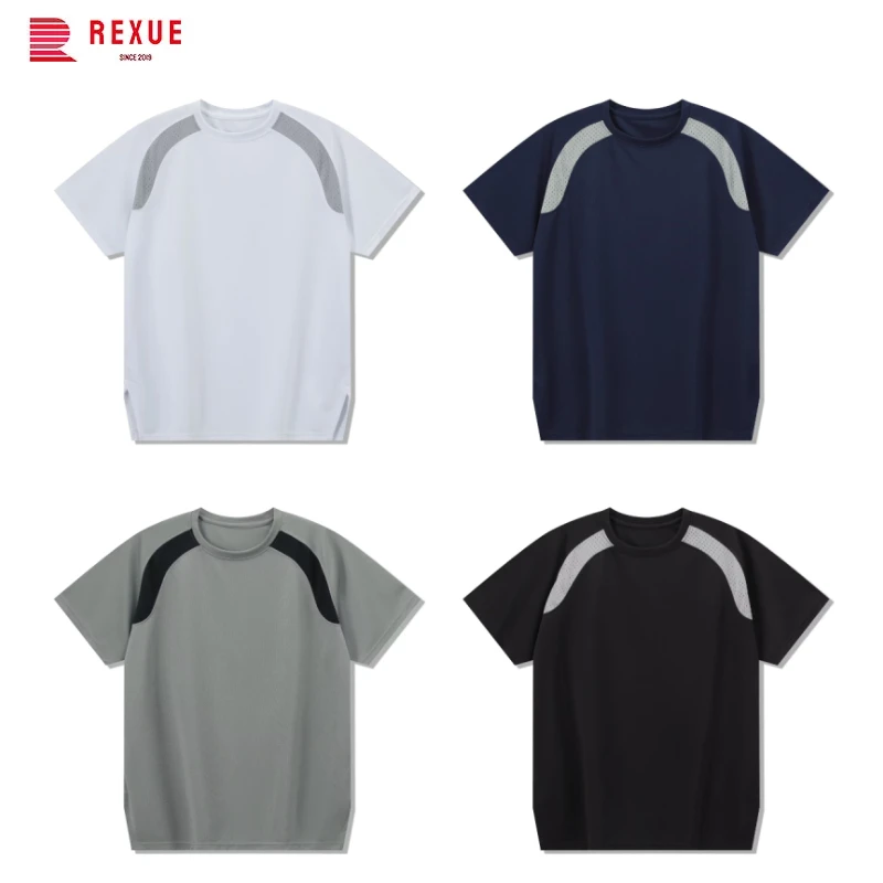 Men's Loose Patchwork T-shirt Basketball Colorblock Crew neck Tee for Summer Mens Clothing Tops Y2K Breathable Mesh Training Top