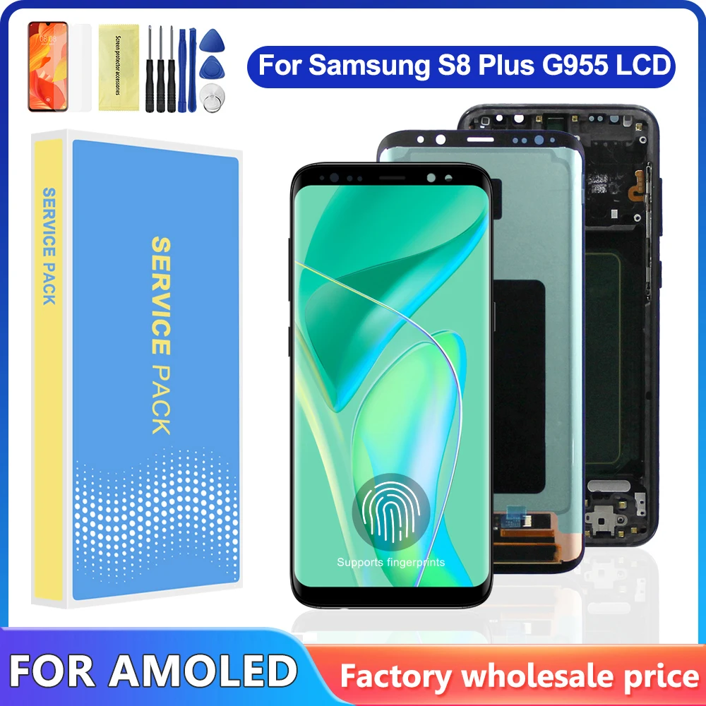 

AMOLED S8 Plus дисплей с рамкой для замены для SAMSUNG S8 + G955 G955F ЖК-дисплей сенсорный экран дигитайзер в сборе