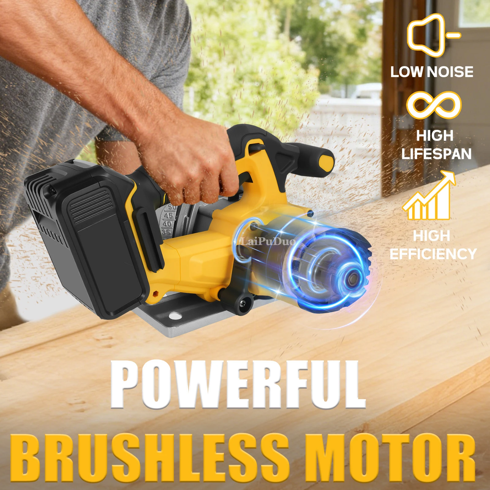 6.5Inch Brushless Electric Circular Saw 1000W Handheld Power Wood Saw Cordless W